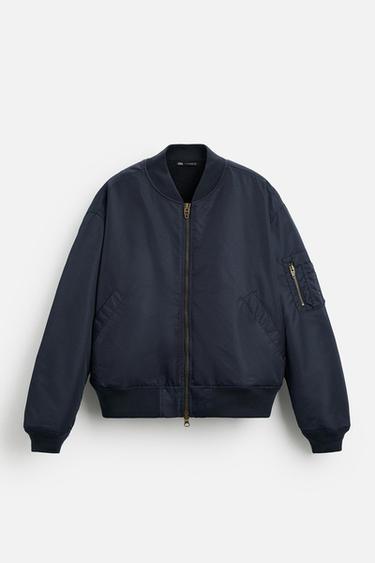 Zara TECHNICAL BOMBER JACKET - Navy blue