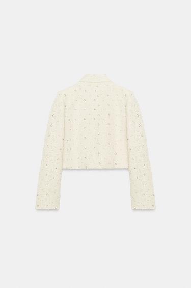 VESTE COURTE EFFRANGÉE À FANTAISIE - Écru de Zara - Image 7