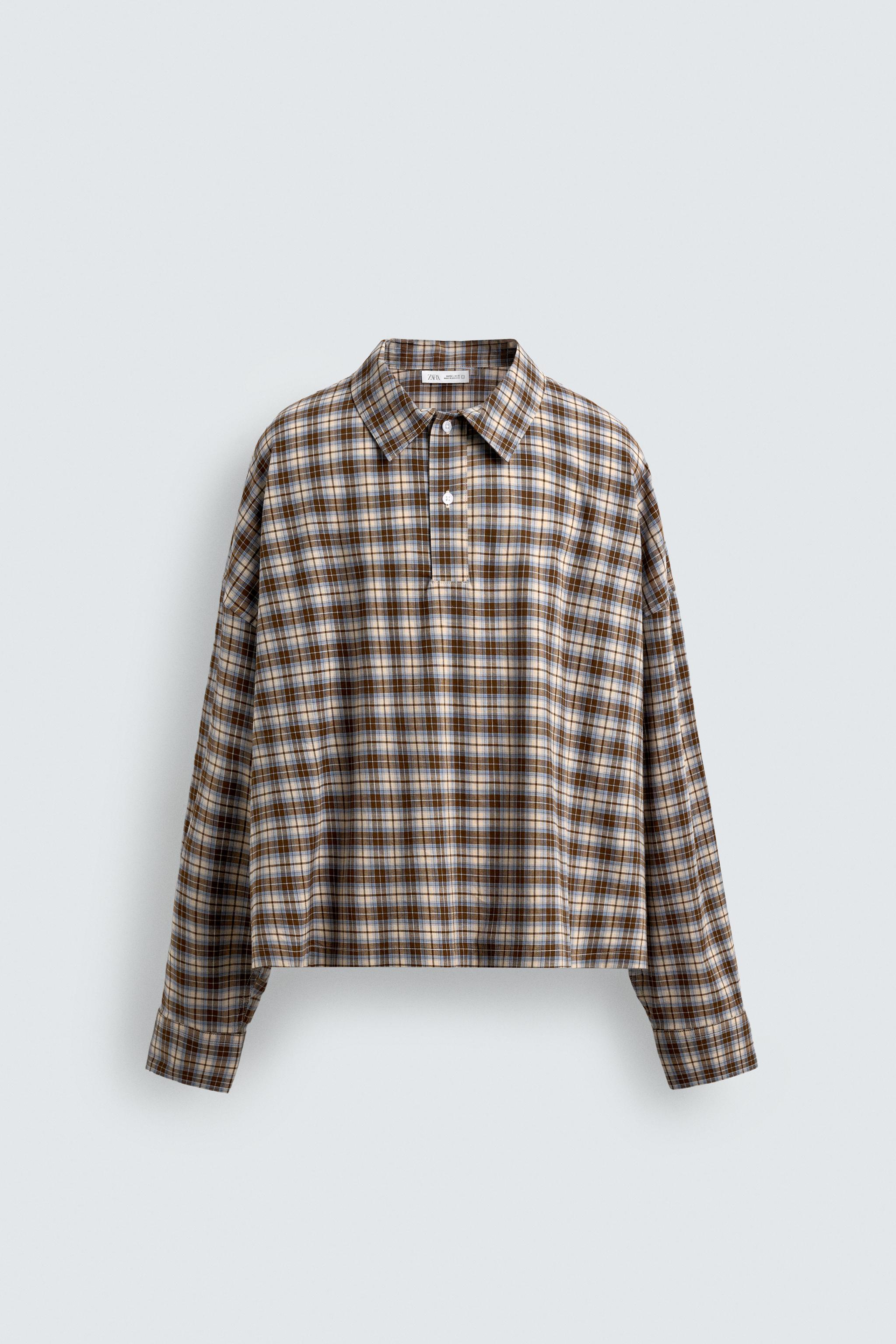 PLAID BOXY FIT POLO SHIRT