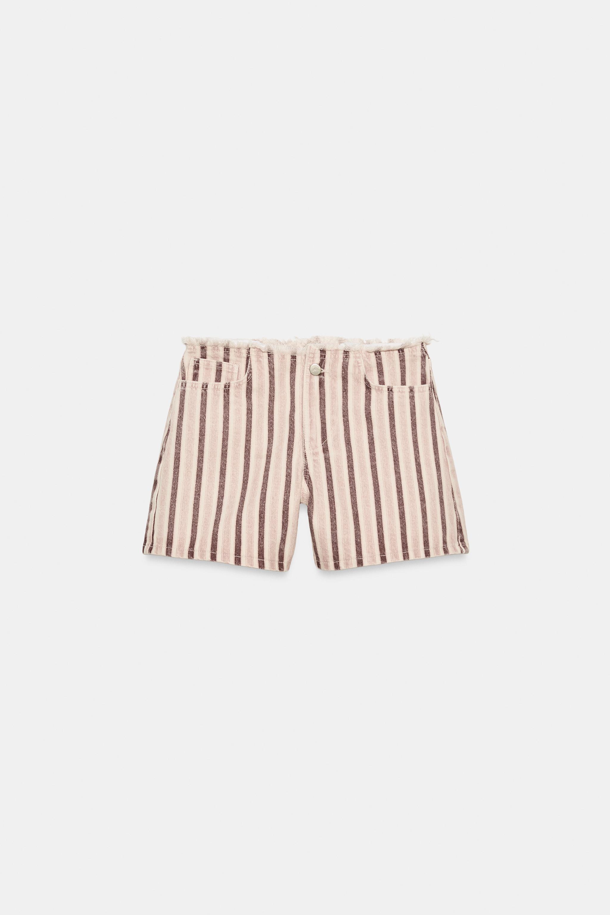 Z1975 FRAYED STRIPED DENIM SHORTS