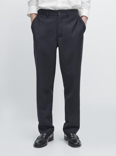 Zara Wool houndstooth trousers - Navy blue