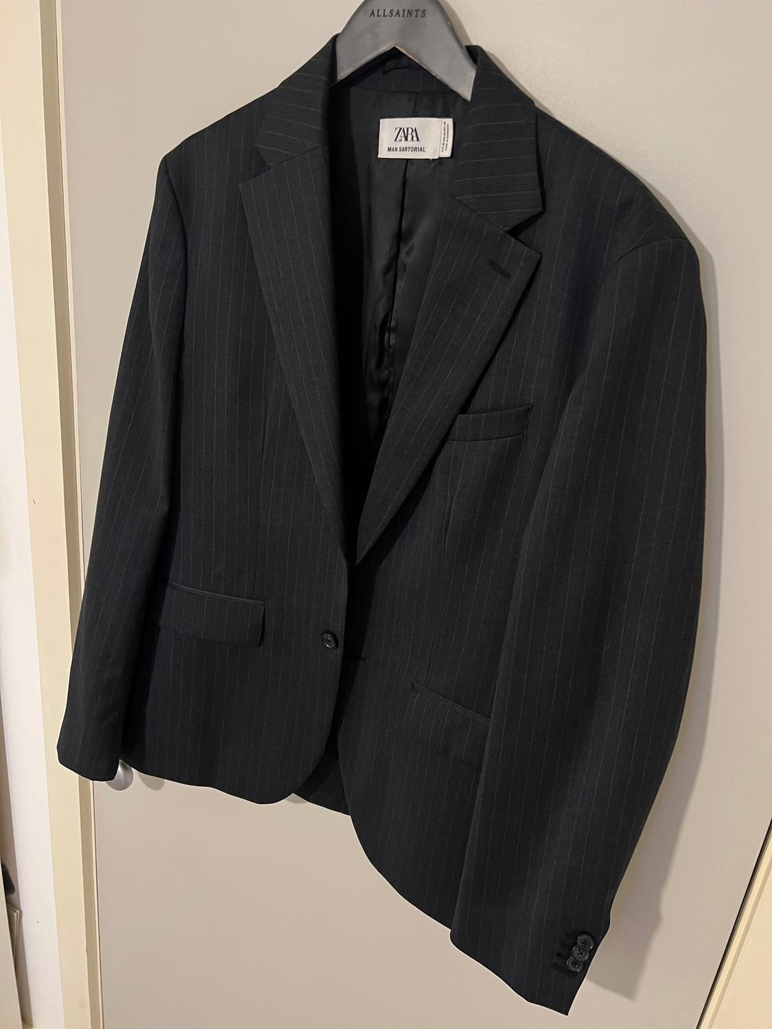 100% WOOL PINSTRIPE SUIT BLAZER - Image 2