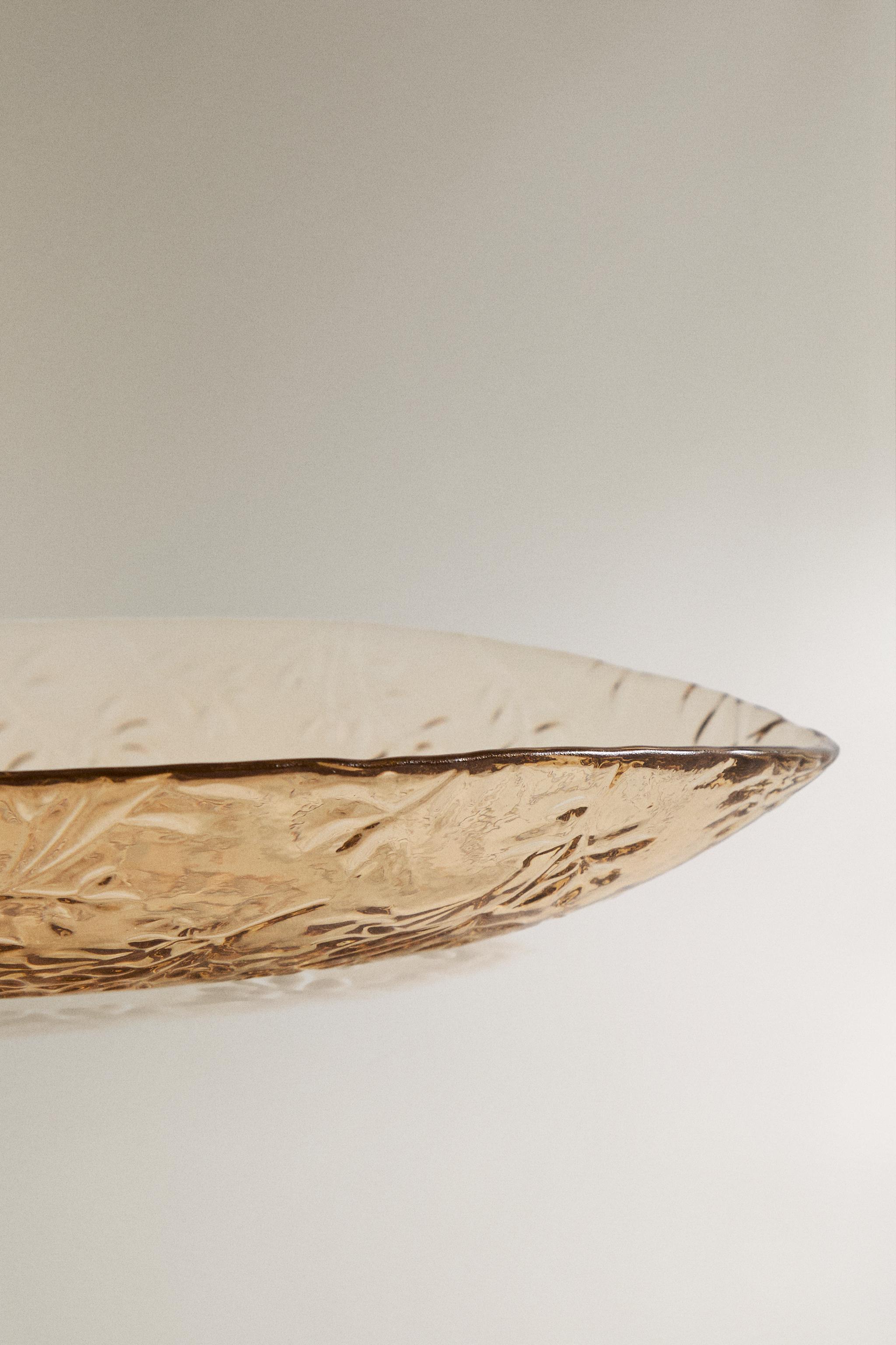 LARGE FLORAL GLASS BOWL