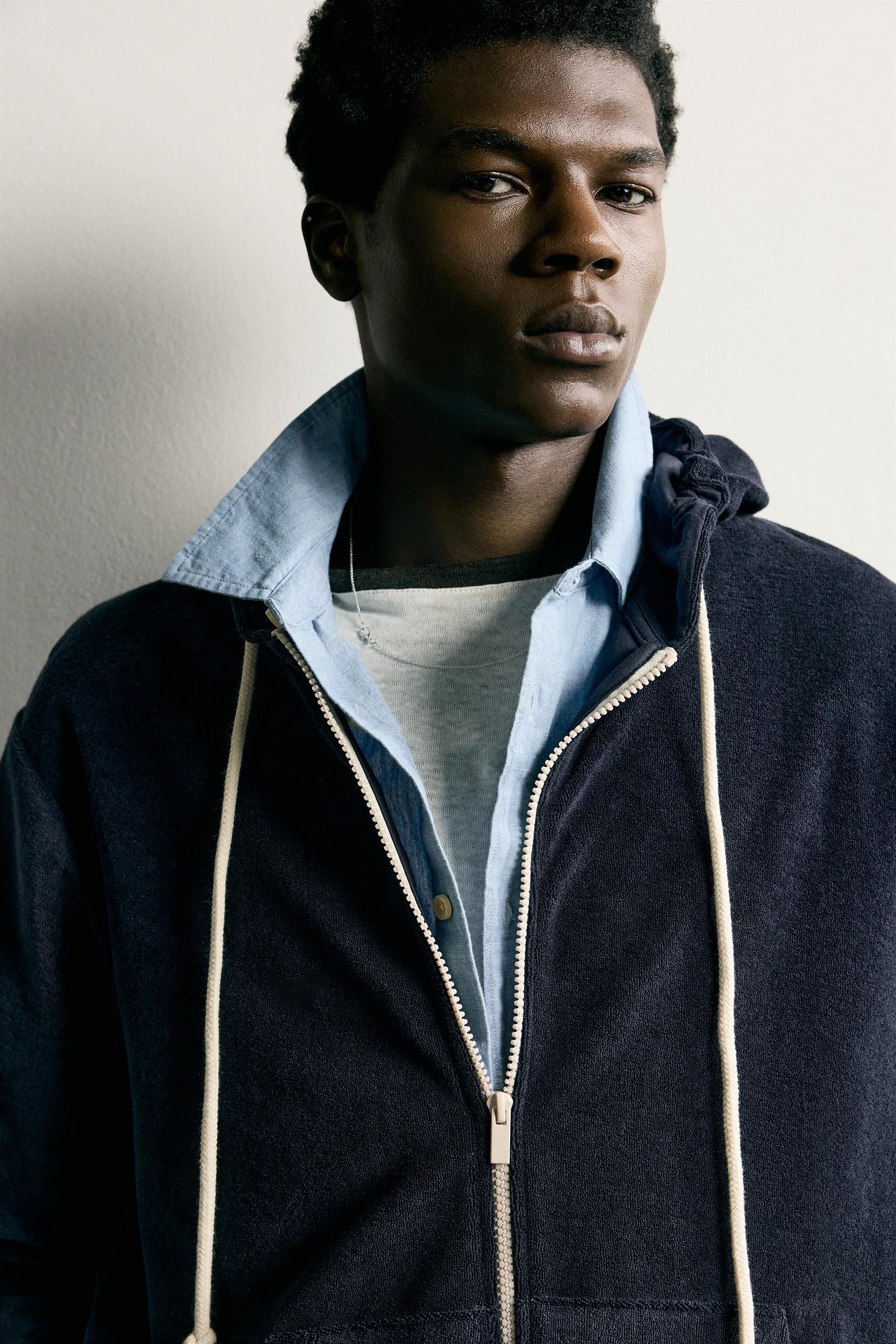 RELAXED FIT TERRY ZIP-UP HOODIE