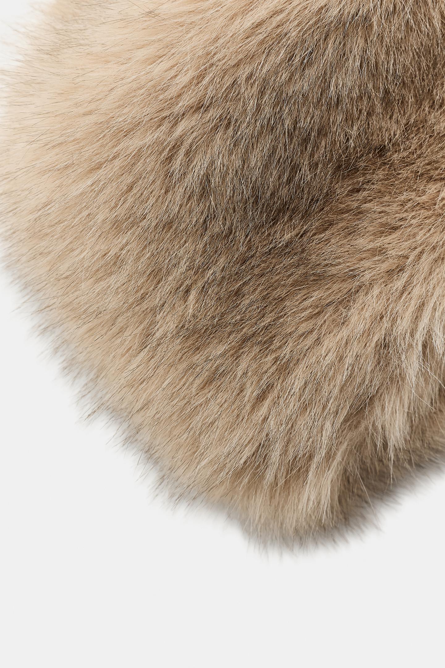 Женская кепка Zara Faux Fur, цвет: Экрю — фото 5