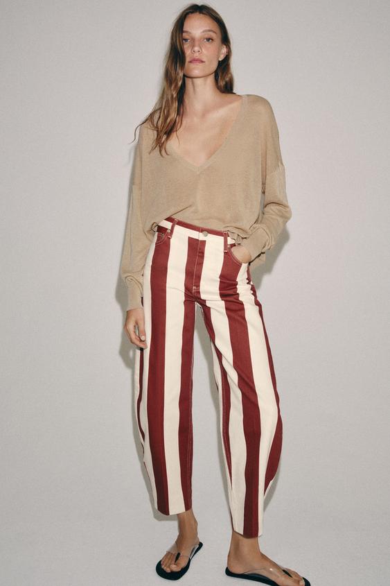 ZW COLLECTION HIGH WAIST STRIPED TAPERED JEANS from Zara - $79.90