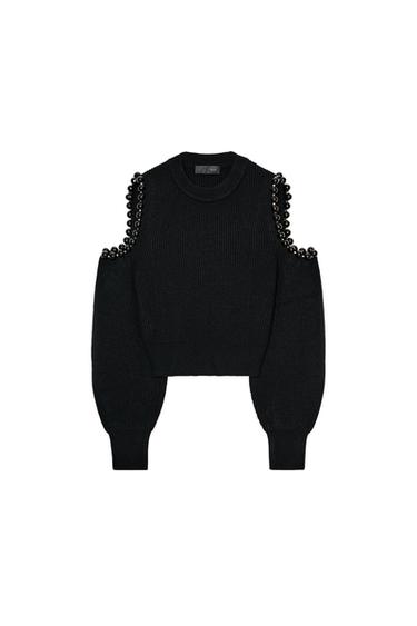 CUT-OUT BALL DETAIL KNIT JUMPER - Black by Zara