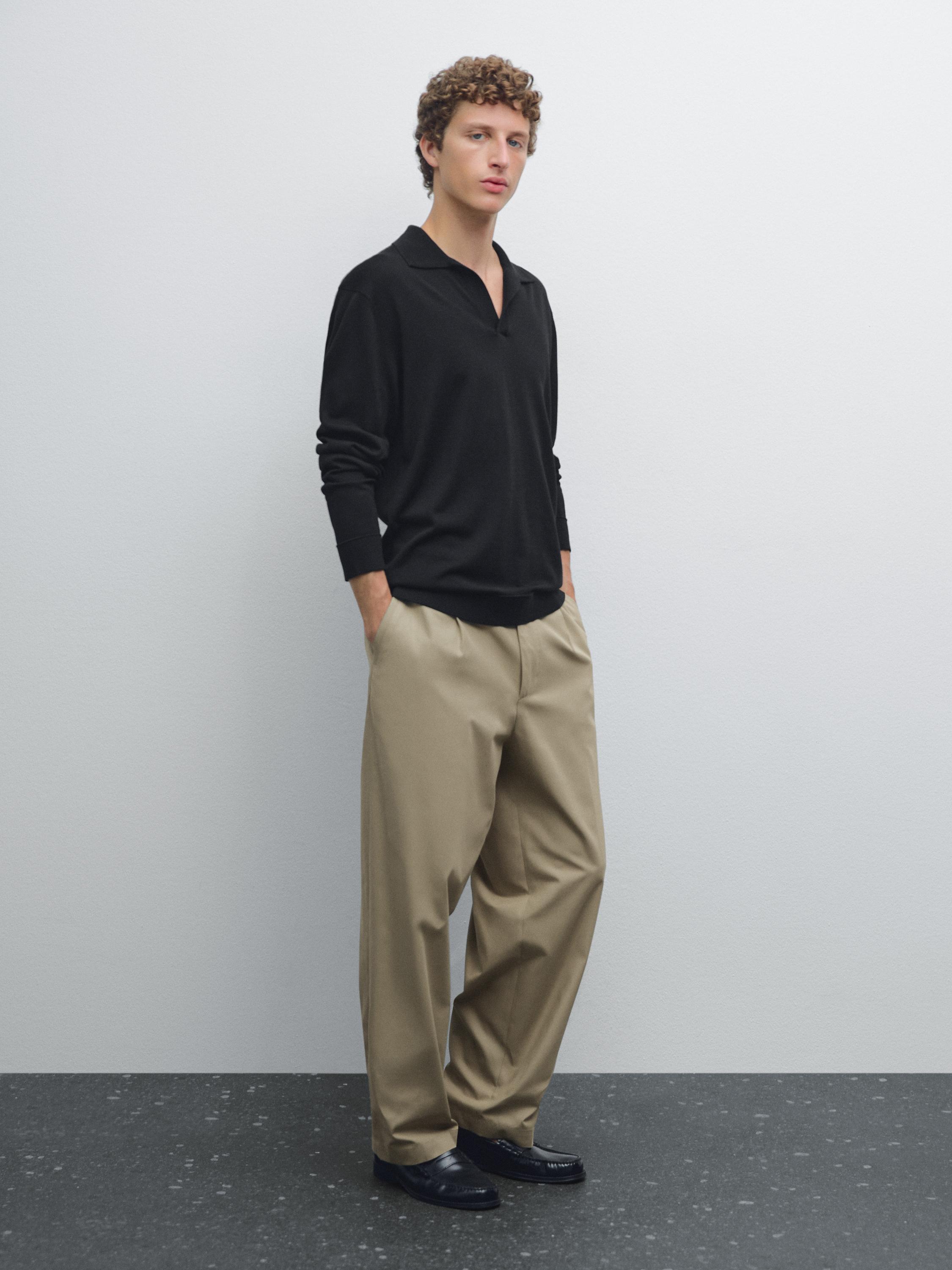 Pull polo en maille à col V