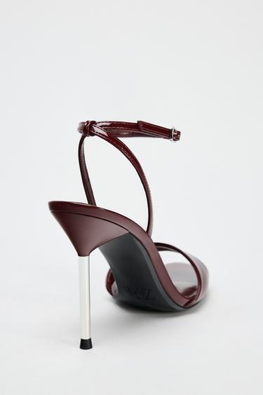 SANDALES À BRIDE ET TALONS MÉTALLISÉS - Bordeaux de Zara - Image 5