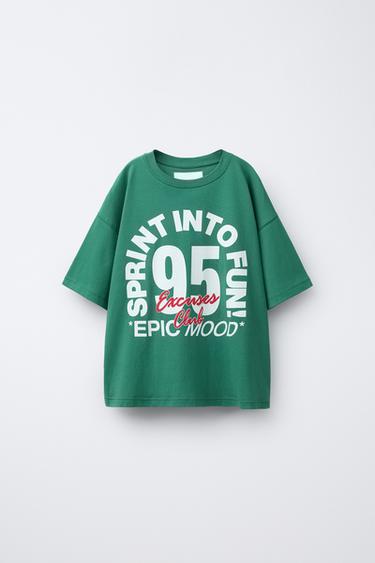 SLOGAN PRINT T-SHIRT - Green / Blue by Zara - Image 0