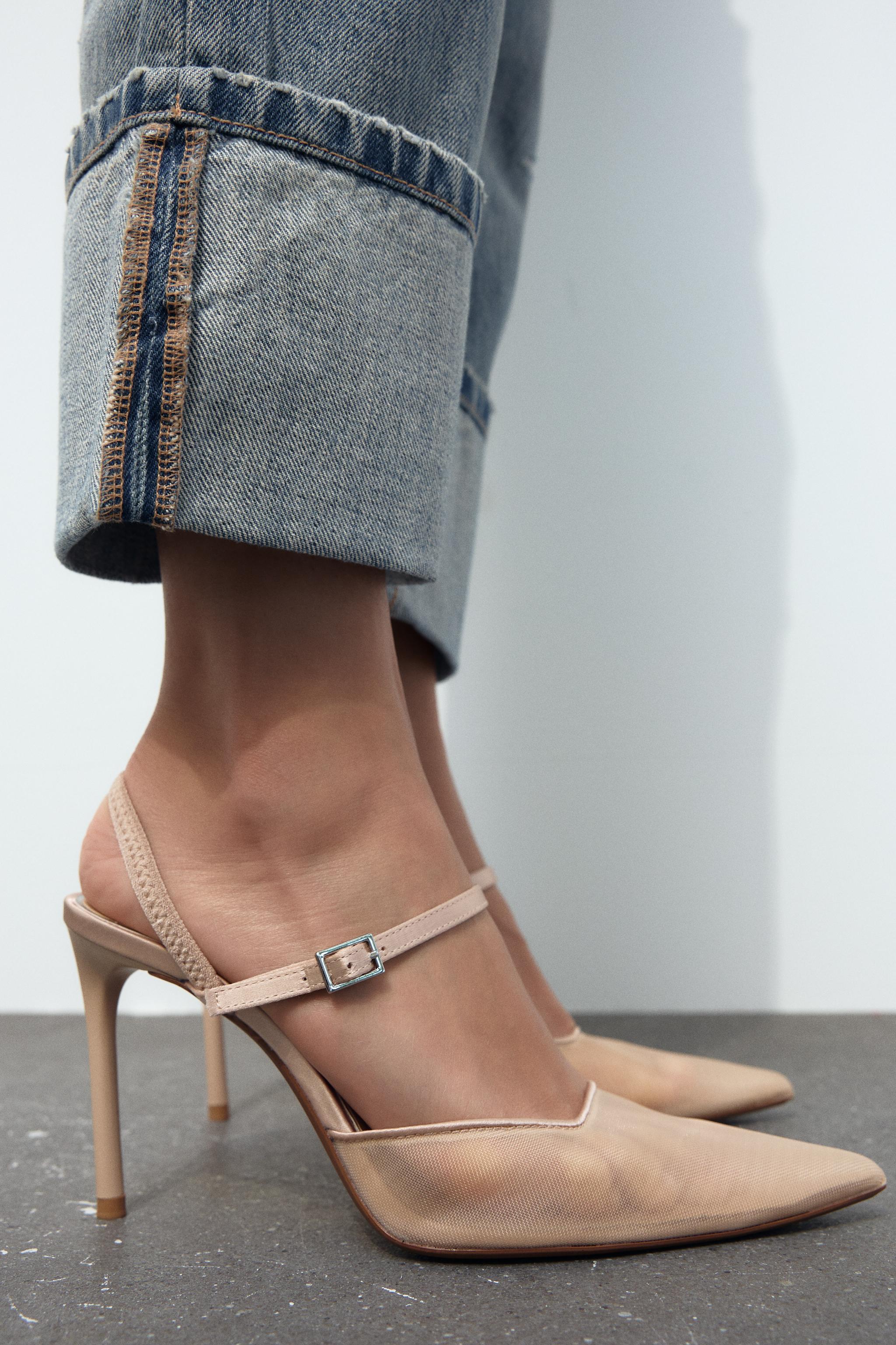 Zara high heel court store shoes with ankle strap