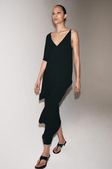 ZW COLLECTION ASYMMETRIC MIDI DRESS - Black by Zara