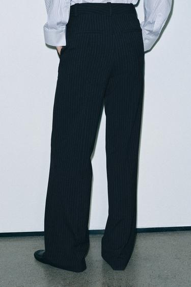 Zara ZW COLLECTION PINSTRIPE HIGH-RISE PANTS - striped