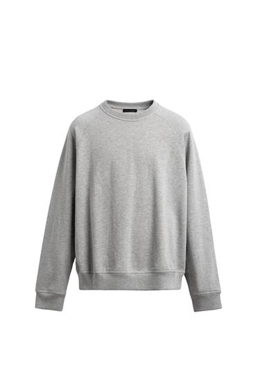Zara BASIC WASHED CREWNECK SWEATSHIRT - Gray marl