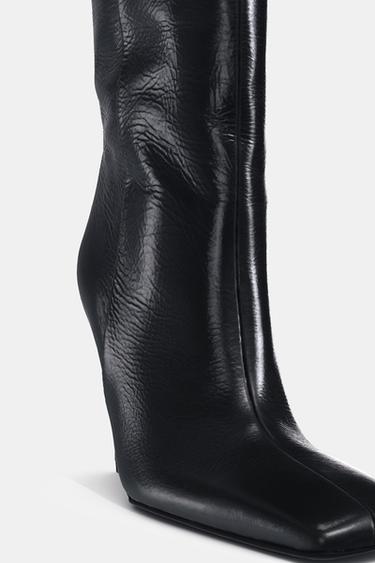 BOTTES À TALONS COMPENSÉS EFFET - Vert kaki foncé de Zara - Image 6