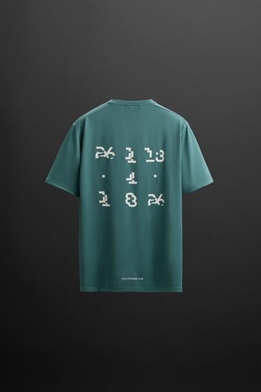 PERFORATED TRAINING T-SHIRT WITH PRINT - Blue green by Zara