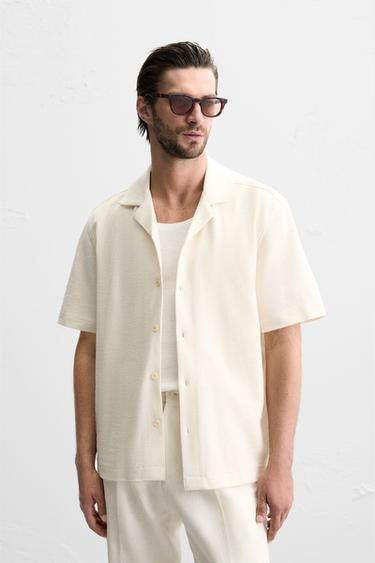 Zara TEXTURED SHIRT - Ecru