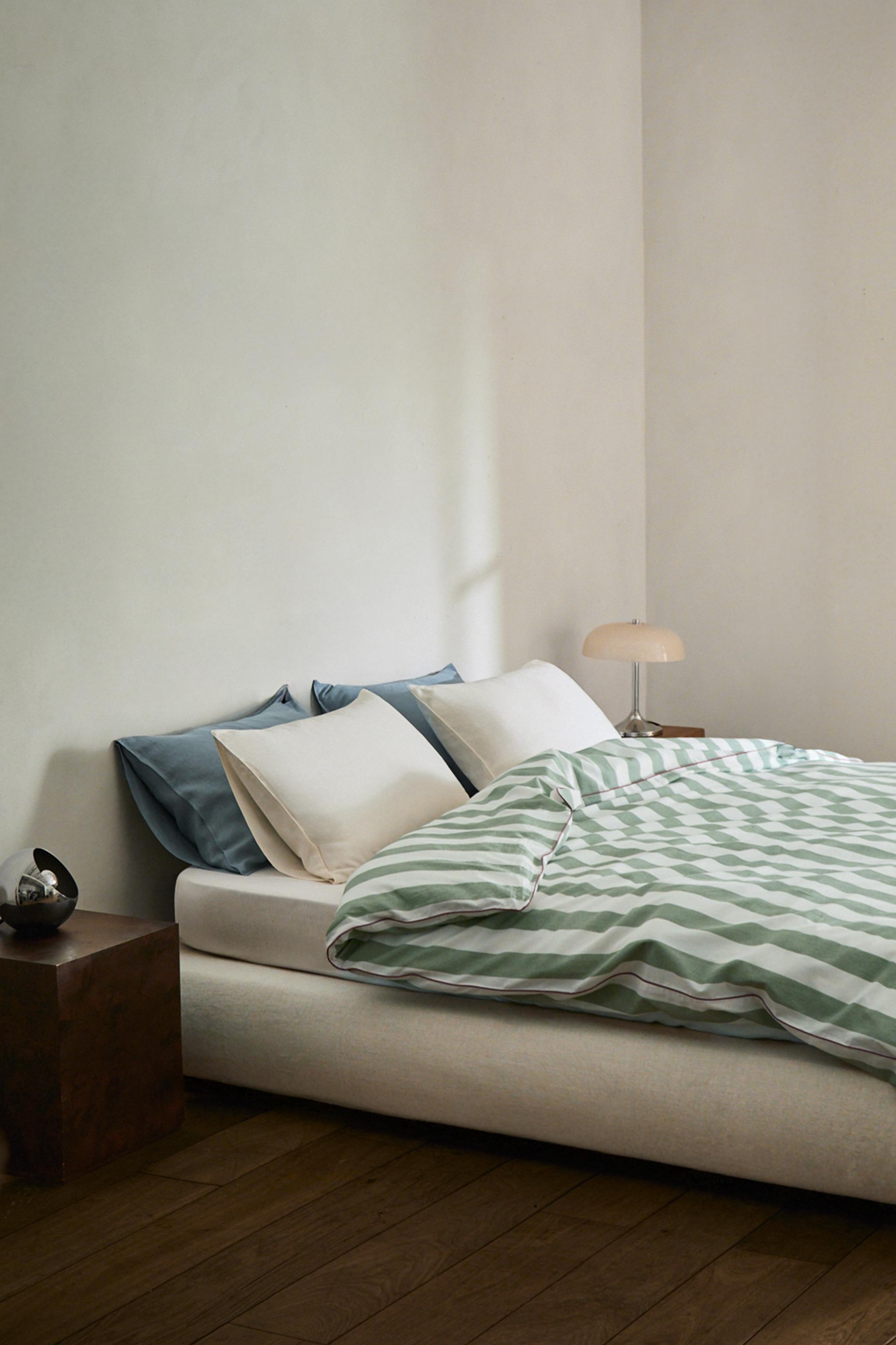 FADED COTTON STRIPED DUVET COVER