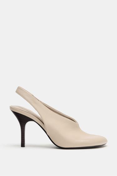 SAPATOS EM PELE SEM CALCANHAR EDIÇÃO LIMITADA - Branco-cru da Zara