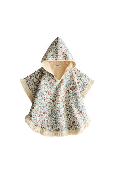 Zara KIDS' FLORAL BEACH PONCHO - 沙色