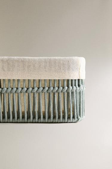 RECTANGULAR FABRIC-LINED HAMPER - Blue / Green by Zara - Image 3