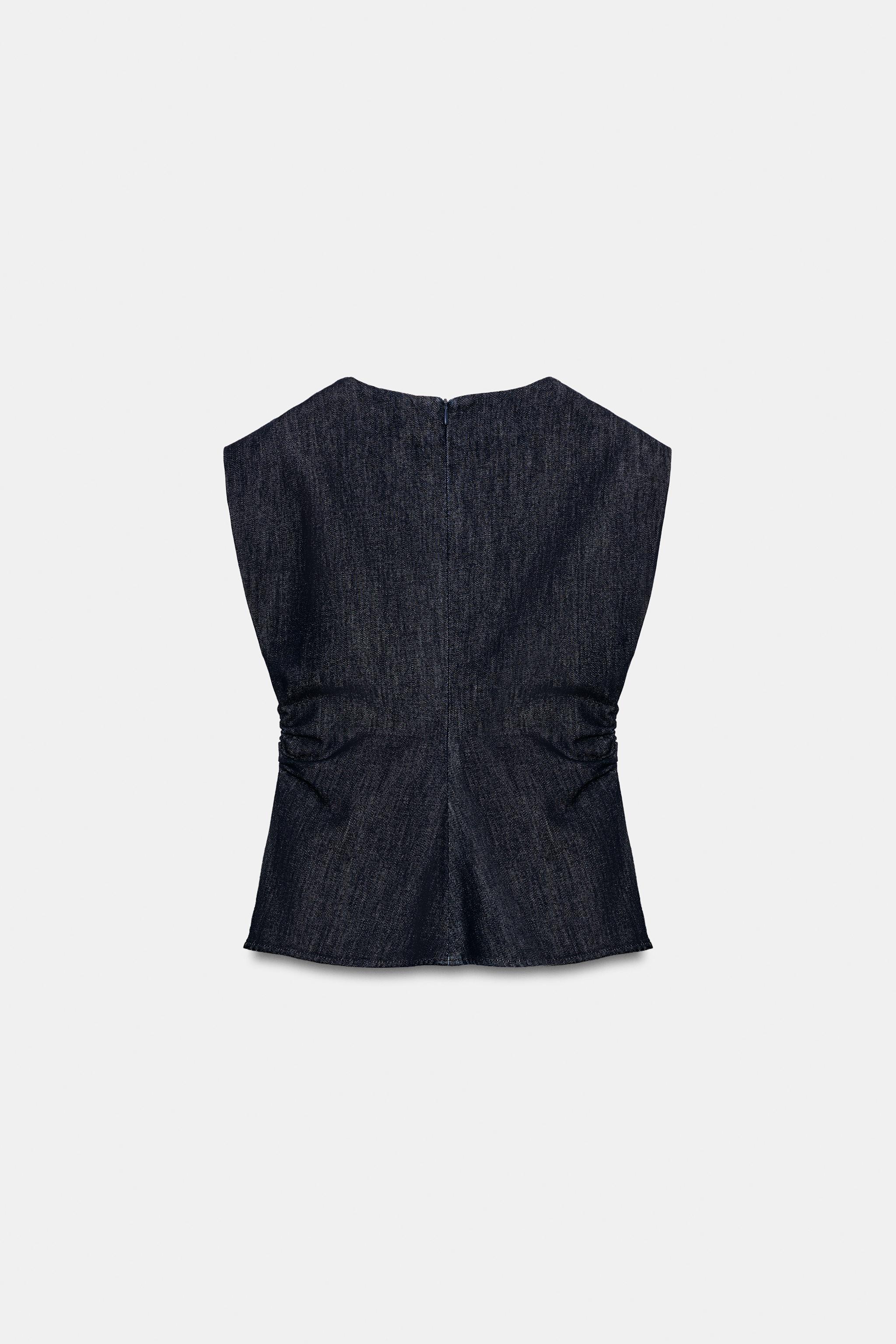Zara Z1975 KAPLAMALI DÜĞMELİ DENIM TOP görsel 7