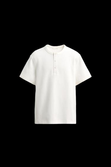 CAMISETA ESTRUCTURA CUELLO PANADERO - Blanco de Zara