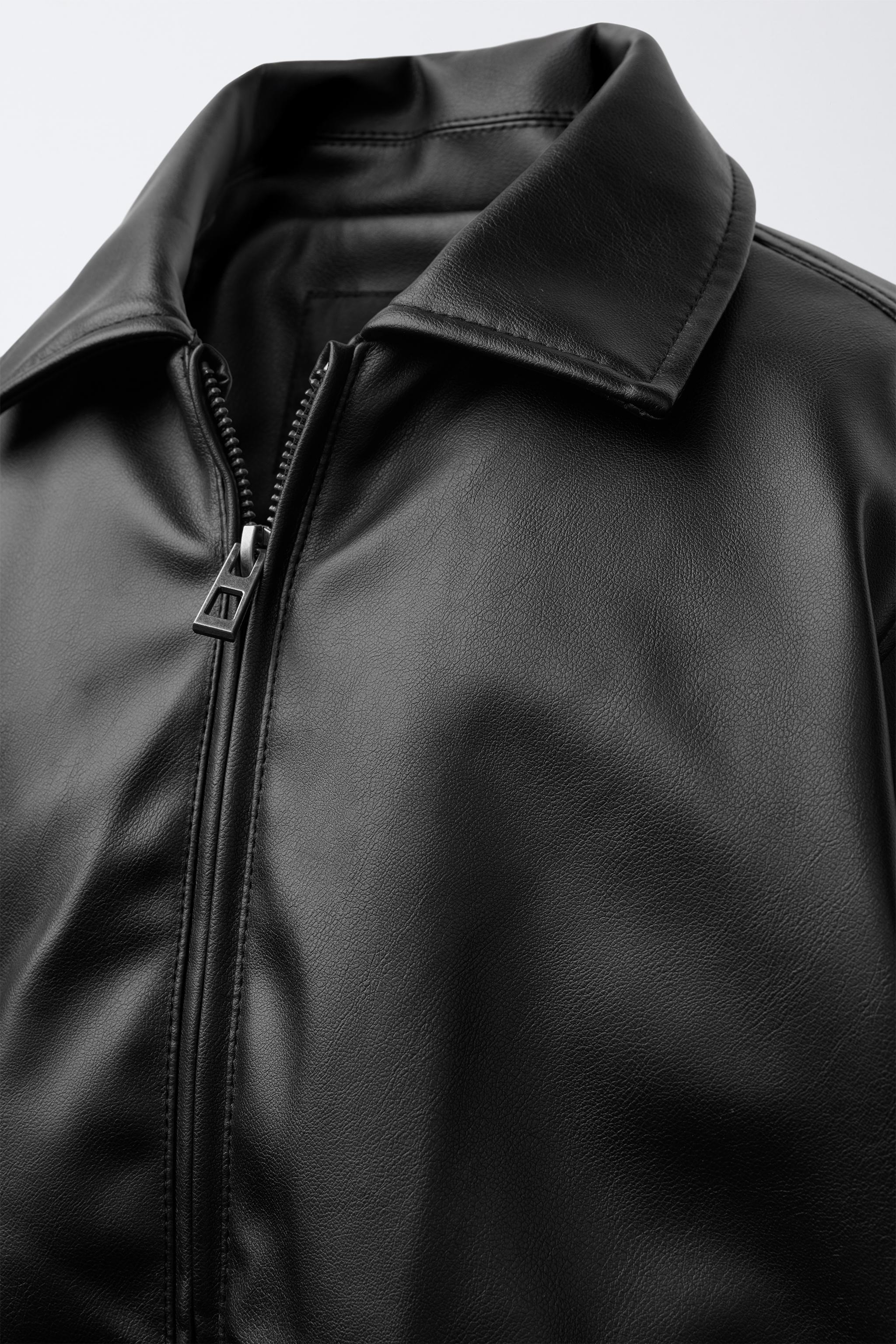 フェイクレザーボンバージャケット - ブラック | ZARA Japan / 日本