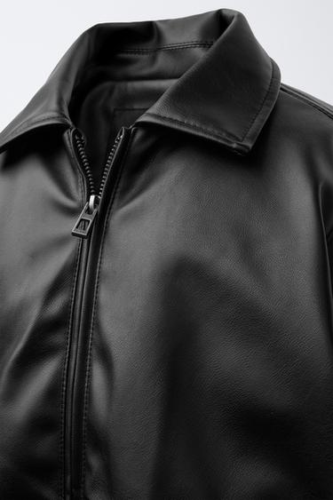 LEATHER-EFFECT BOMBER JACKET - Black by Zara - Image 4