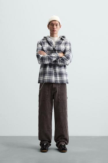 OVERSHIRT WITH CONTRASTING HOOD - Blue by Zara - Image 0