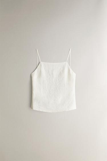 HØR OVERDEL MED TYNDE STROPPER - råhvid fra Zara - Billede 0