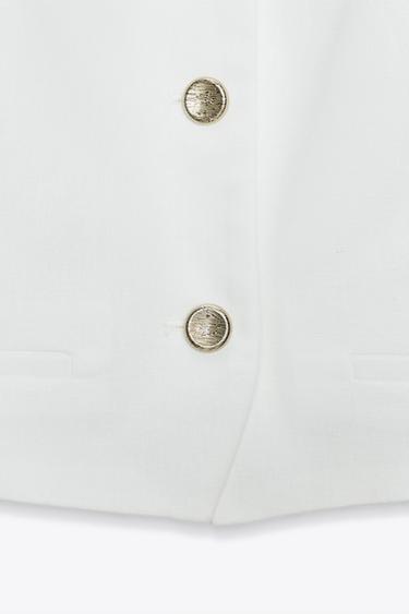 GILET COURT À BRETELLES - Blanc de Zara - Image 7