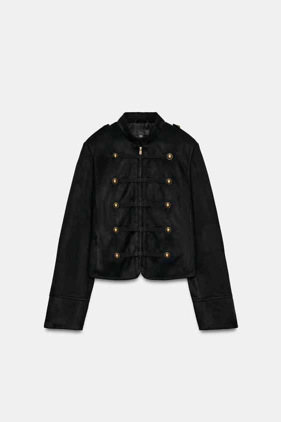 FAUX SUEDE JACKET - Black by Zara - Image 0