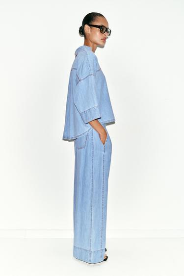 Z1975 WIDE SLEEVE DENIM SHIRT - Mid-blue by Zara - Image 3