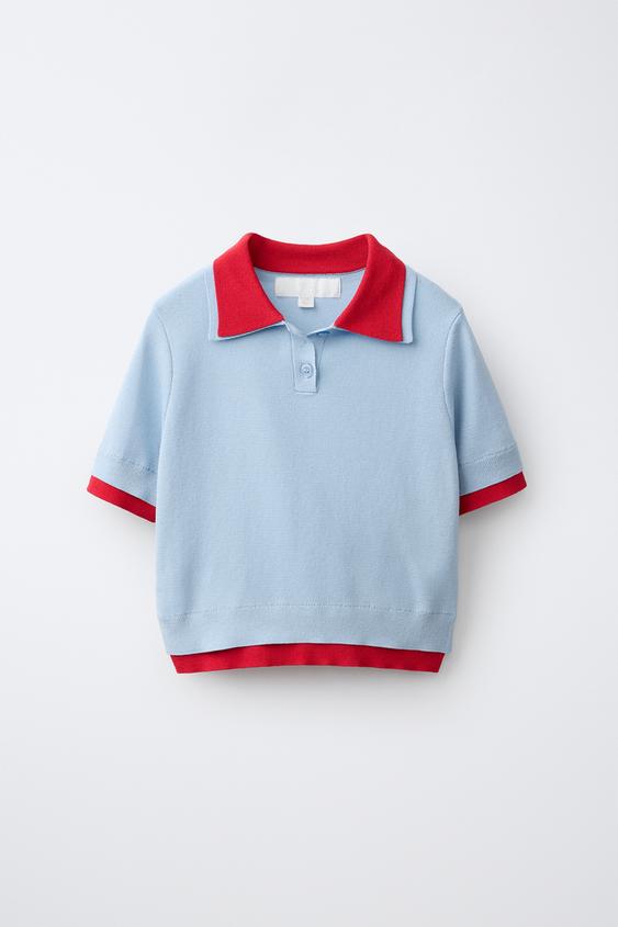 LAYERED KNIT POLO SHIRT - Sky blue de Zara - Imagen 0
