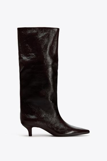 BOTA DE SALTO KITTEN - Vermelho-bordô da Zara