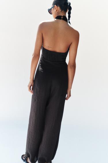 COMBINAISON LONGUE HALTER BOUFFANTE - Noir de Zara - Image 5