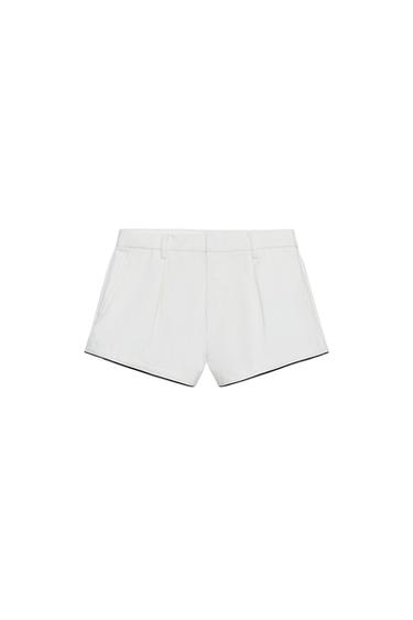 شورت دنيم ZW COLLECTION ببنسات - أبيض الخاص بـ Zara