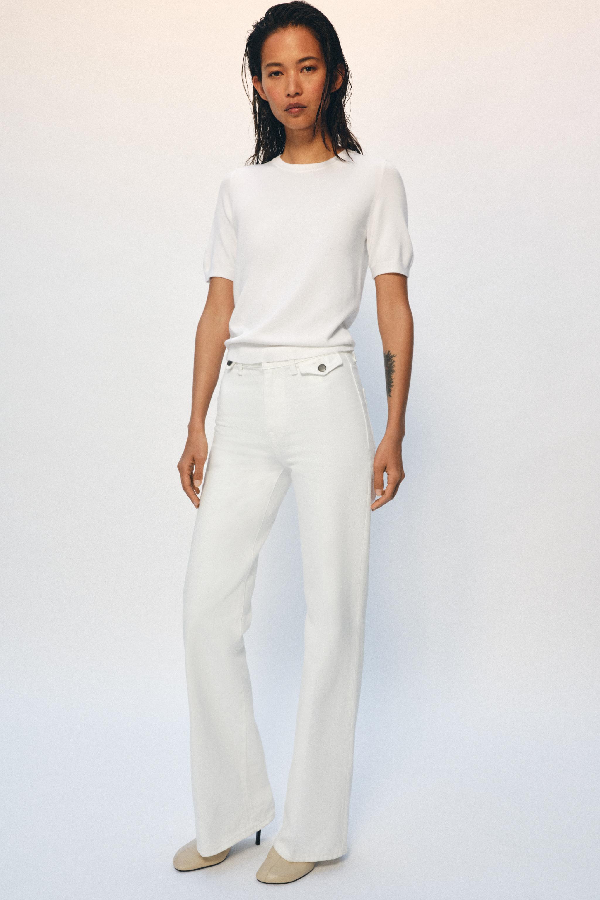 ENFOLD☆2025 FLARE VAST☆グレー JEANS ZW COLLECTION FLARE CU TALIE ÎNALTĂ - Alb | ZARA România