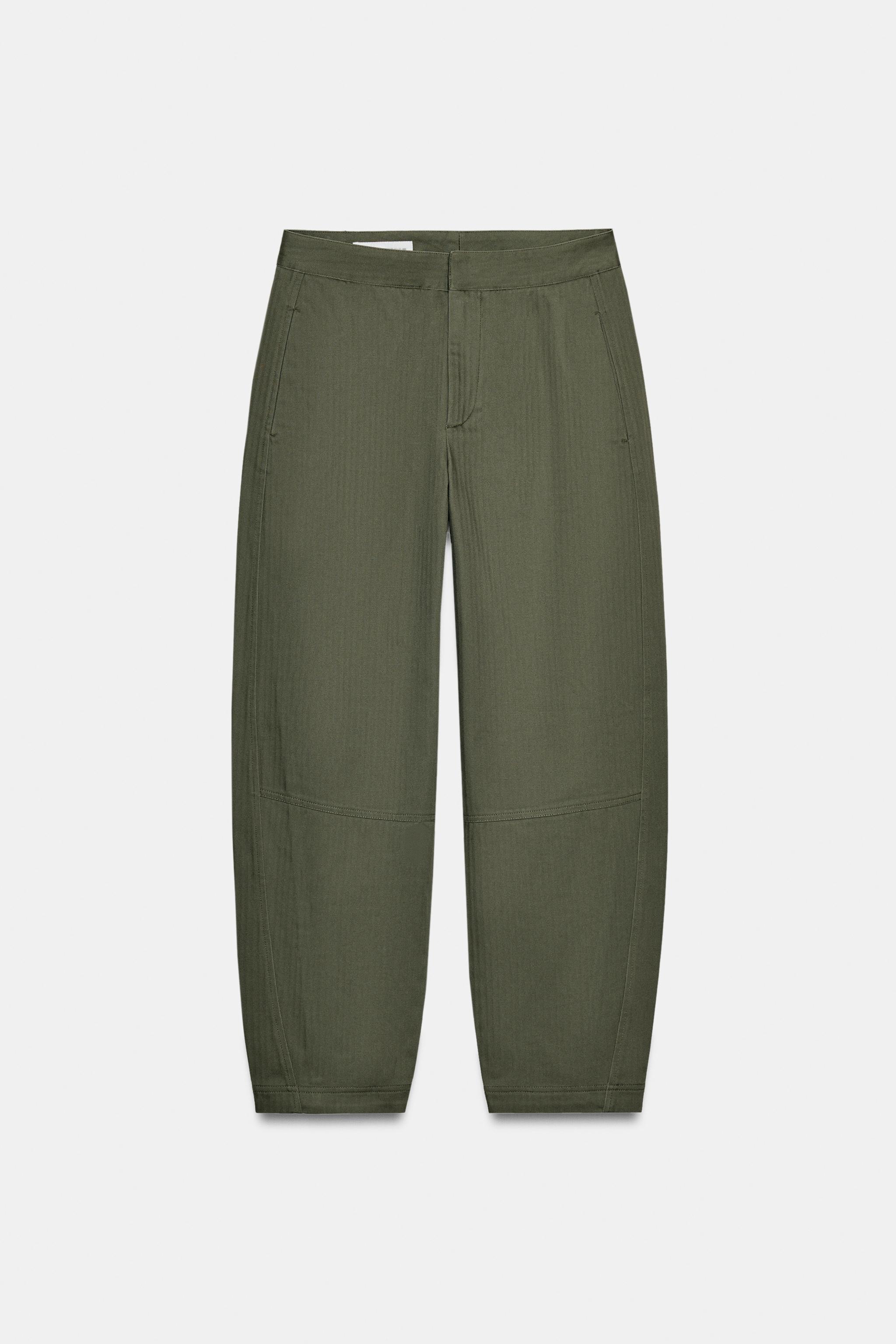 HERRINGBONE BARREL TROUSERS