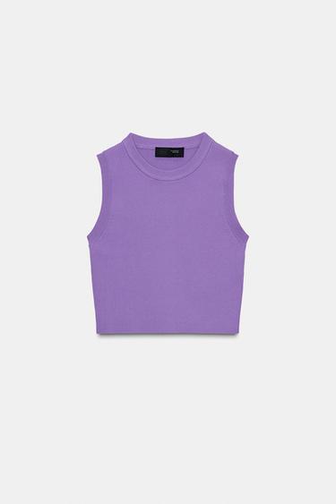 KNIT CROP TOP - Mauve by Zara - Image 0