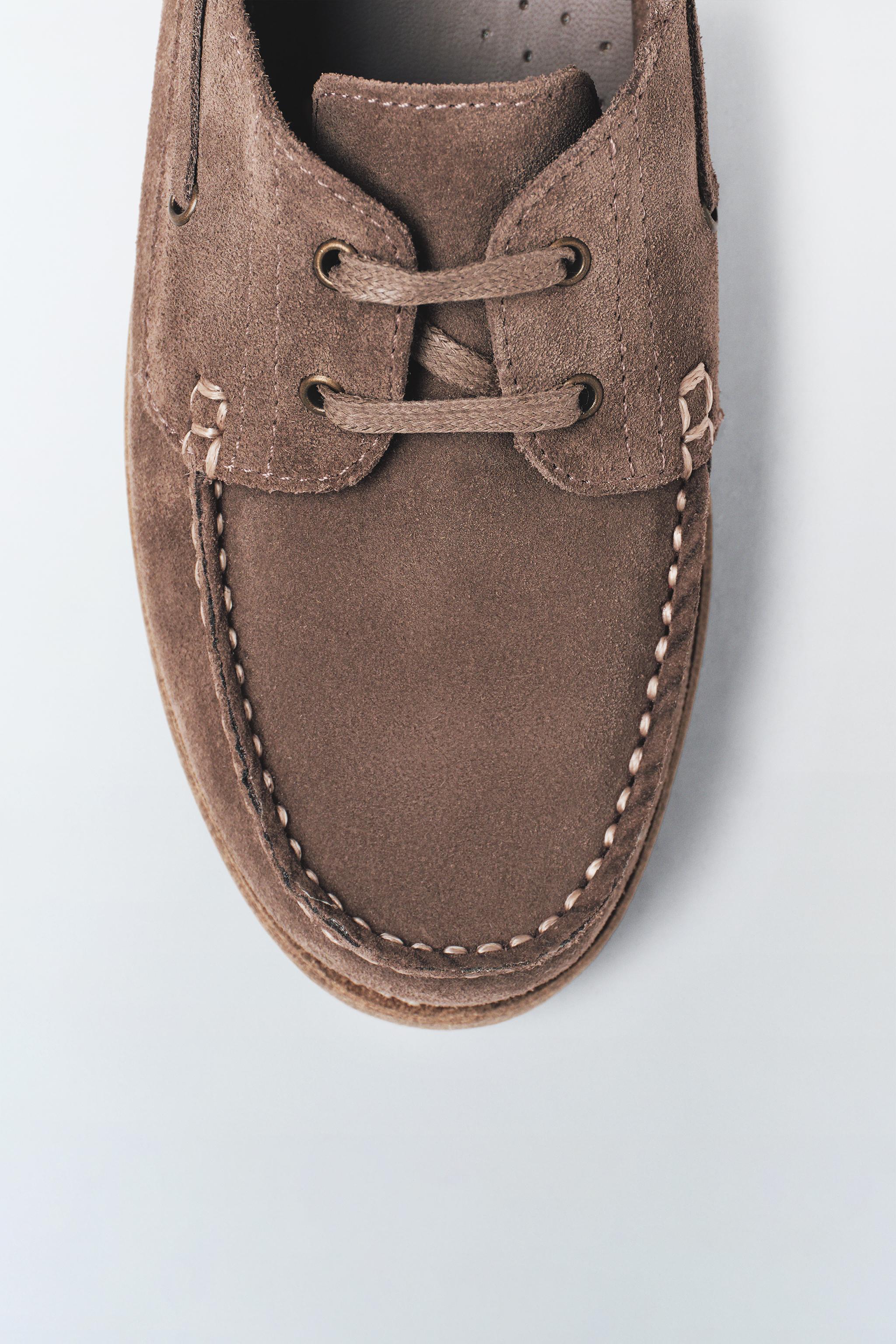 限定版レザーデッキシューズ - ブラウン | ZARA Japan / 日本