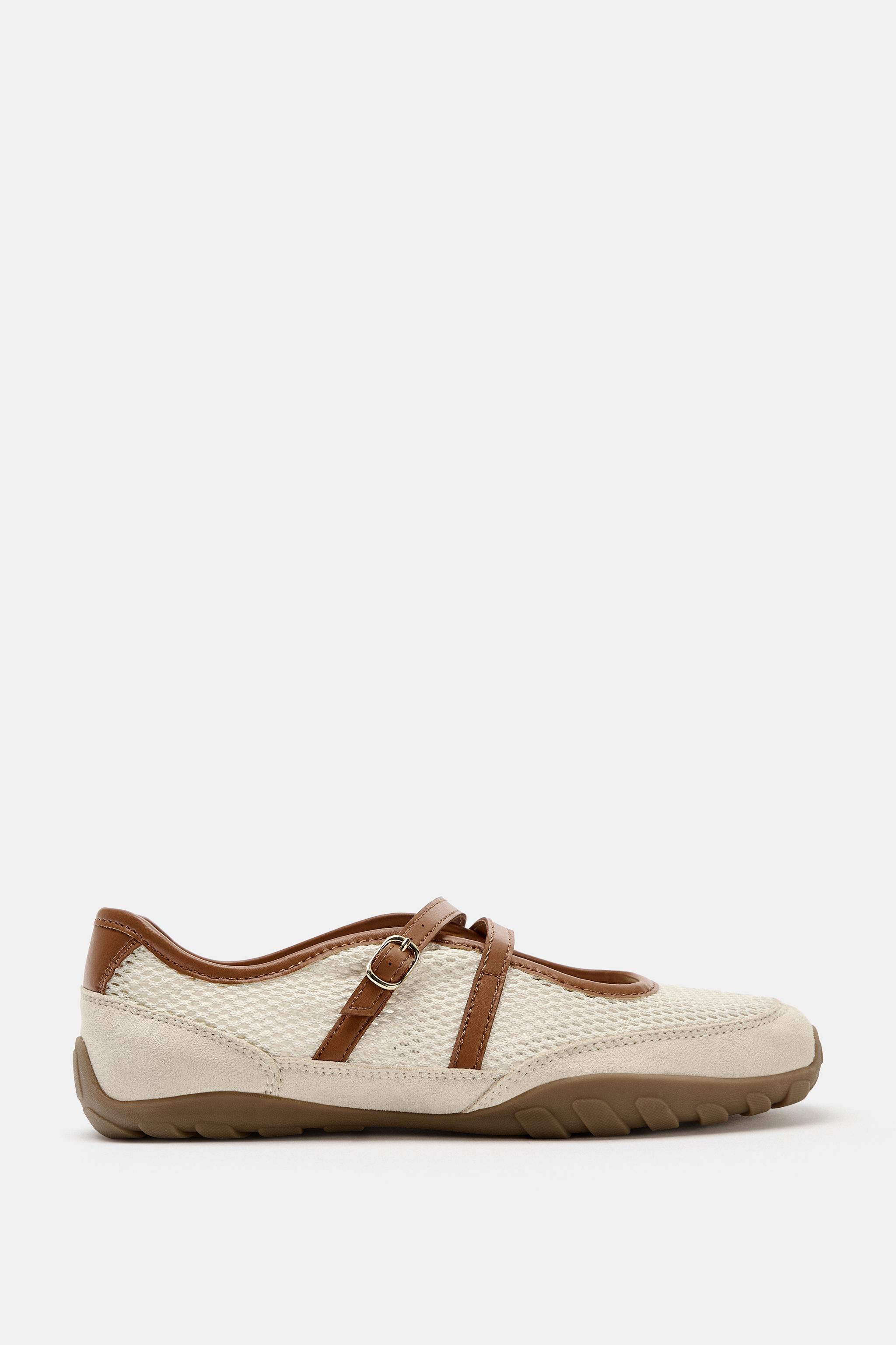 SPORTY BALLET FLATS — Ecru White