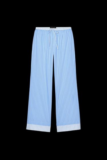 Zara STRIPED PAJAMA PANTS - Blue / White - Image 0
