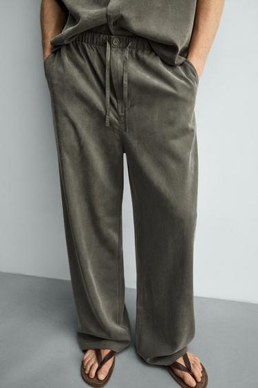 PANTALON FLUIDE COUPE DÉCONTRACTÉE - Kaki foncé de Zara - Image 5