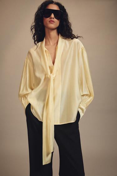 CAMISA SATINADA LAZADAS ZW COLLECTION - Amarillo de Zara