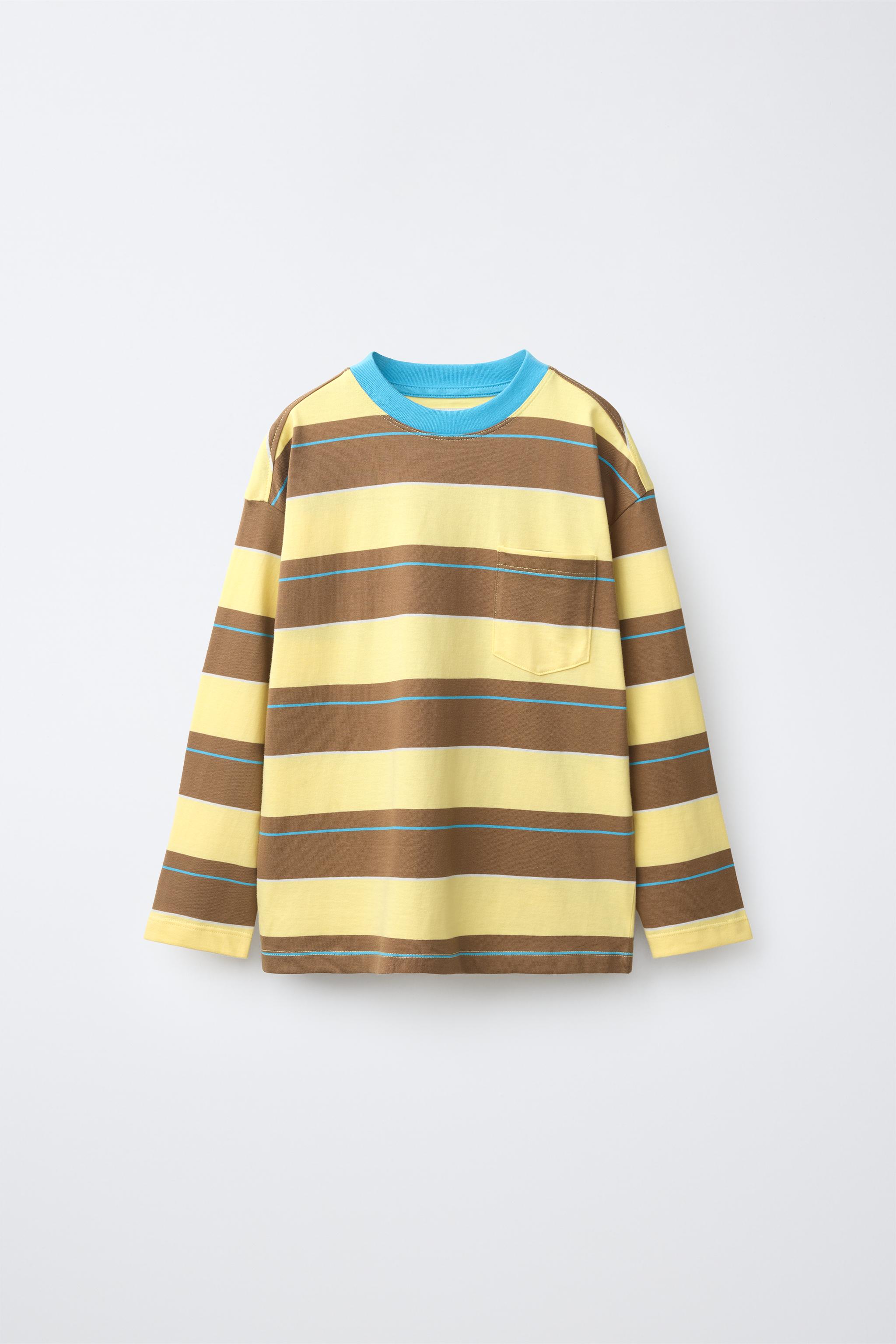 STRIPED PRINT T-SHIRT — Mid-yellow