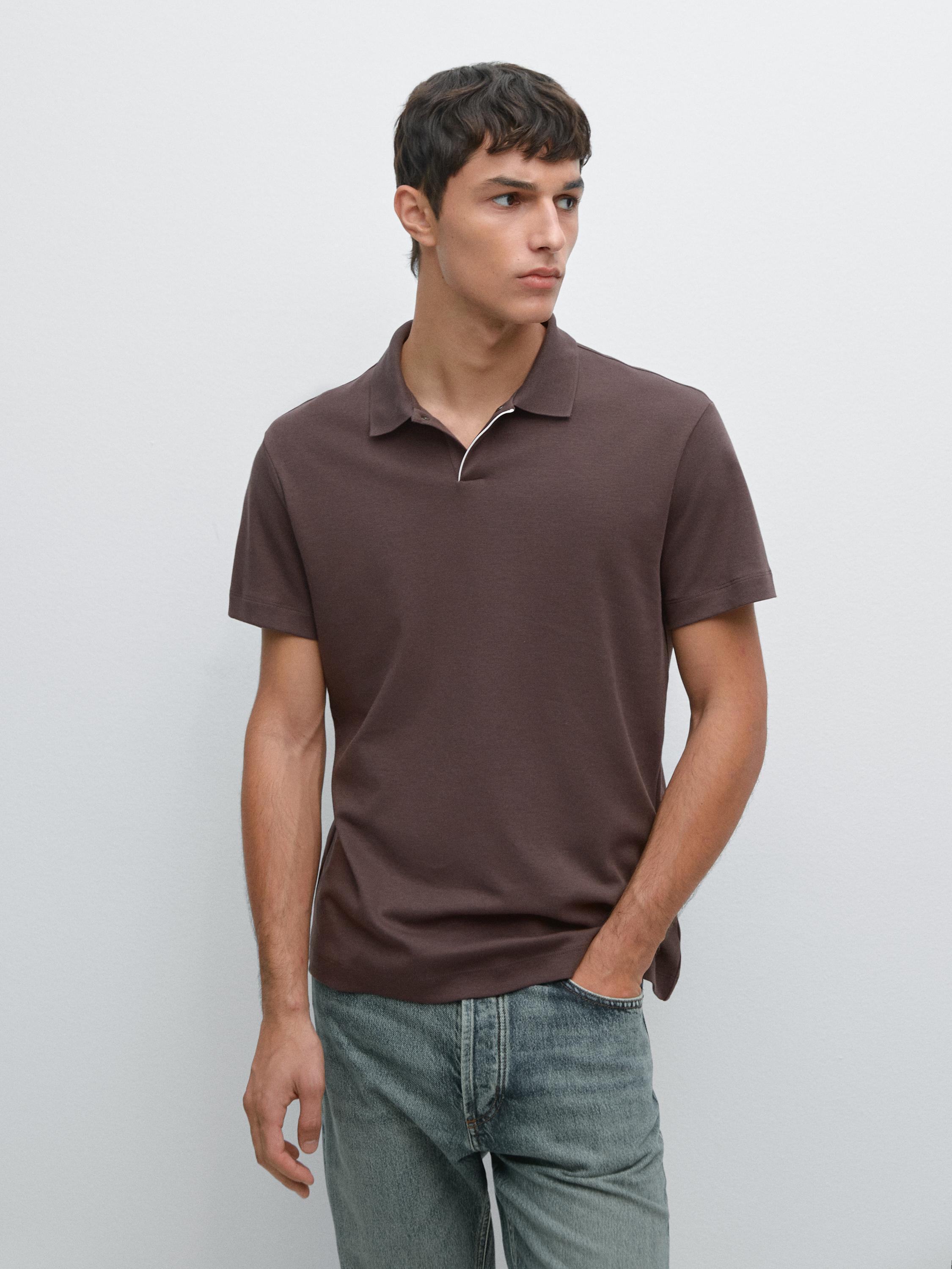 Short sleeve polo shirt with placket detail