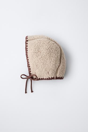 FAUX SHEARLING BONNET WITH CONTRAST TRIMS - Beige by Zara - Image 3
