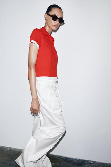 CONTRAST POLO TOP - Red by Zara - Image 2